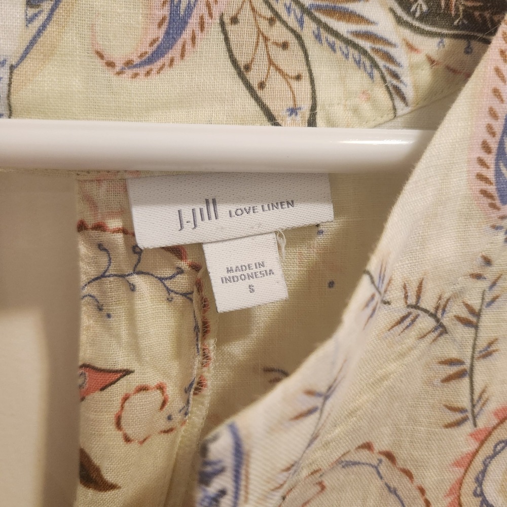 J. Jill 100% Linen Paisley Floral Blouse - Picture 5 of 10
